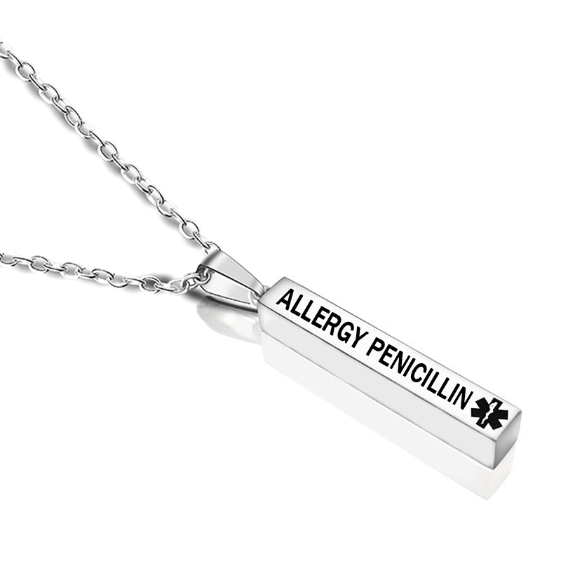 Engraved medical alert necklace 
Allergy penicillin 