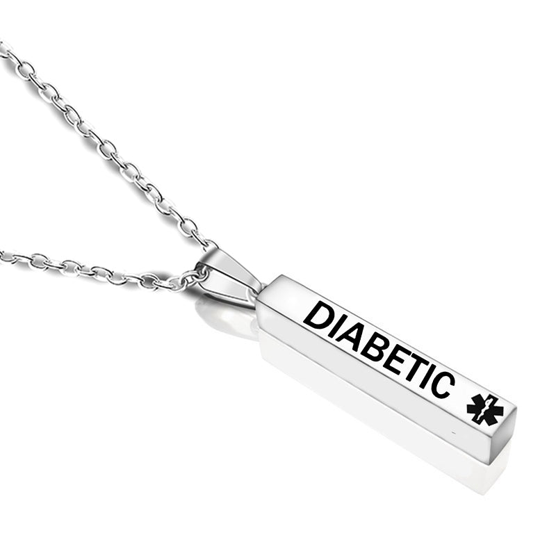 Engraved medical alert necklace 
Diabetic