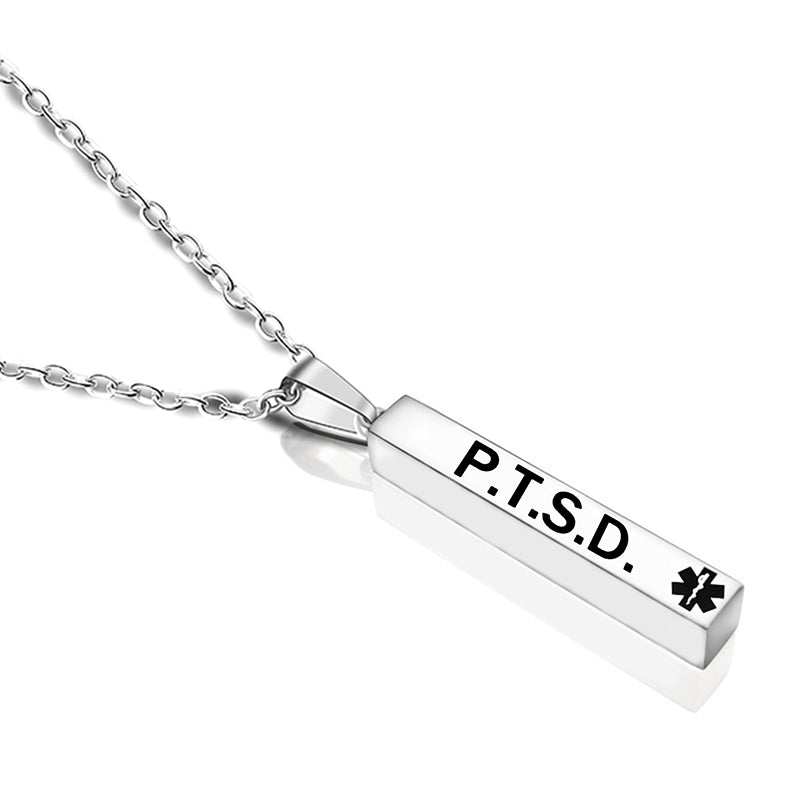 Engraved medical alert necklace 
PTSD